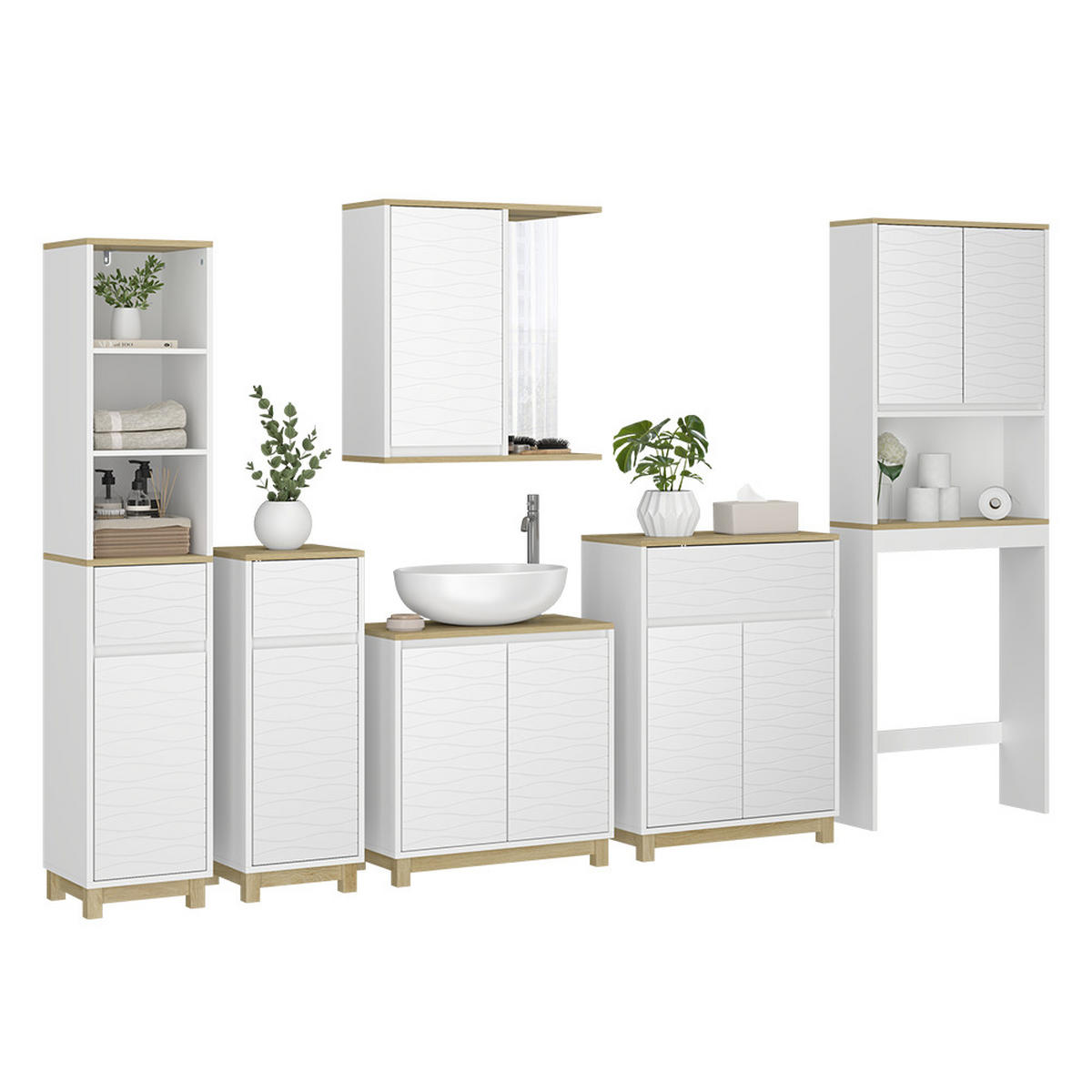 KOUPELNOVÝ NÁBYTEK Livia Bílá/dub - bílá/barva dubu, kompozitní dřevo (60/60/30cm) - Vicco