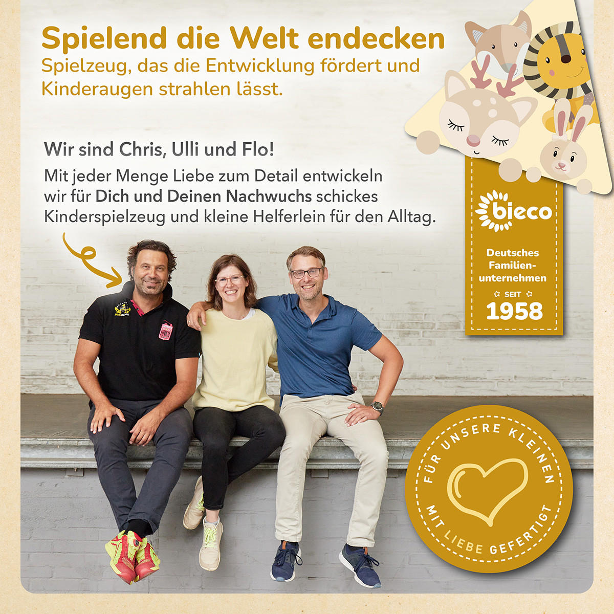 SCHAUKELTIER Bär Mika - Braun, Textil (33/45/68cm) - Bieco Spielwaren
