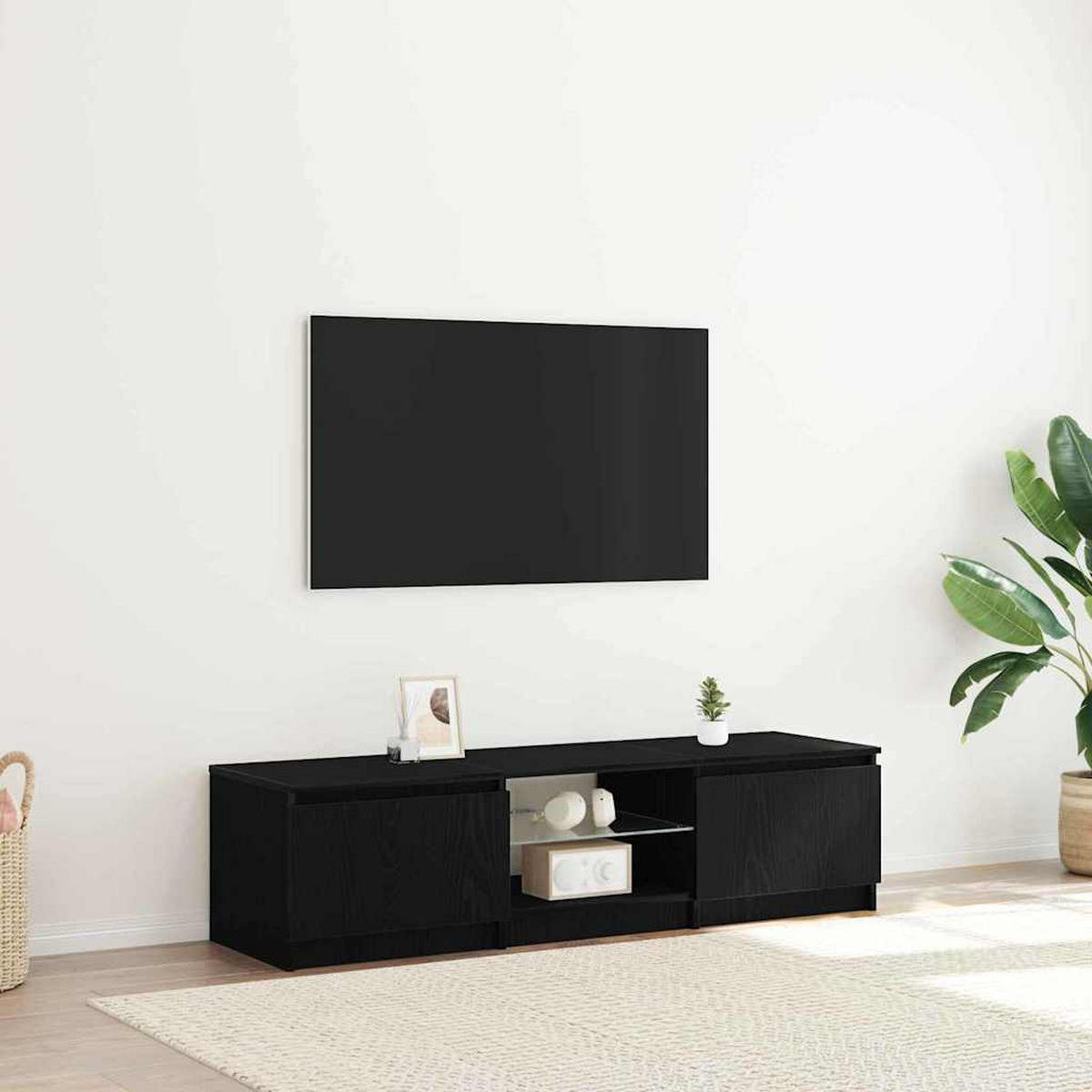TV-SCHRÄNK Schwarz Eichen-Optik 140/40/36 Cm - Schwarz, Holzwerkstoff (40/36/140cm) - vidaXL