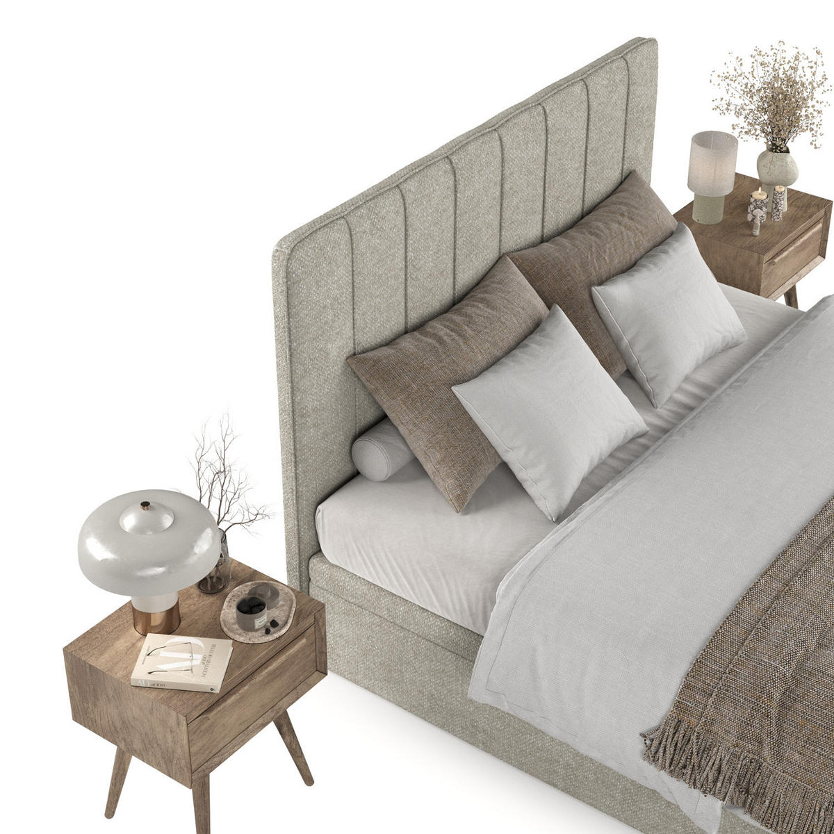 POLSTERBETT Vienna mit Stauraum 140/200 cm Beige im Alta Stoff - Beige/Schwarz, Holz/Holzwerkstoff (140/200cm) - AltaBeds