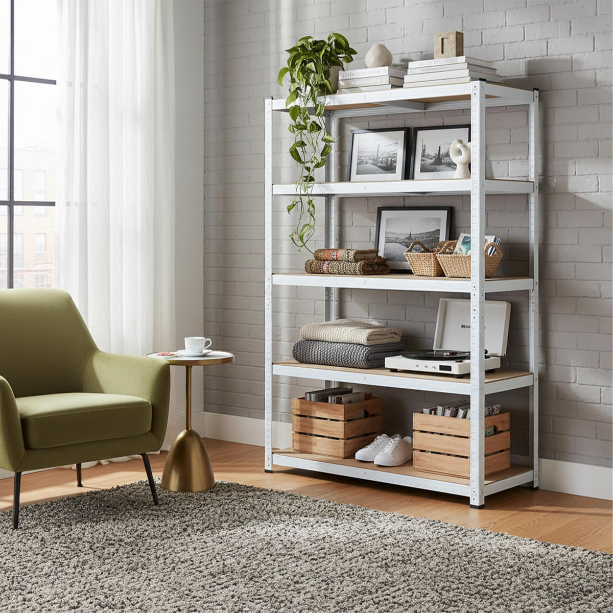 SCHWERLASTREGAL - Weiß, Holzwerkstoff/Kunststoff (100/200/50cm) - Relaxdays