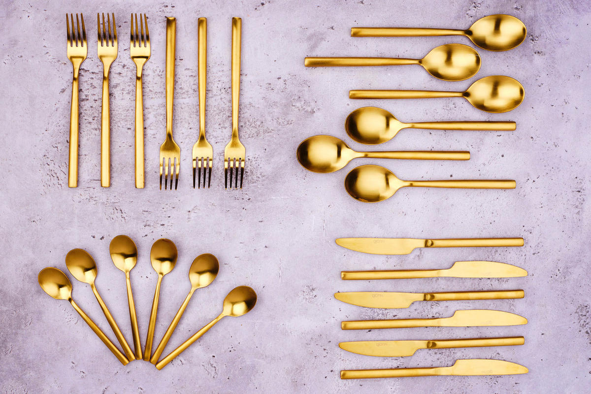 BESTECKSET 24-teilig Nils - Gold - Goldfarben, Metall - Björn