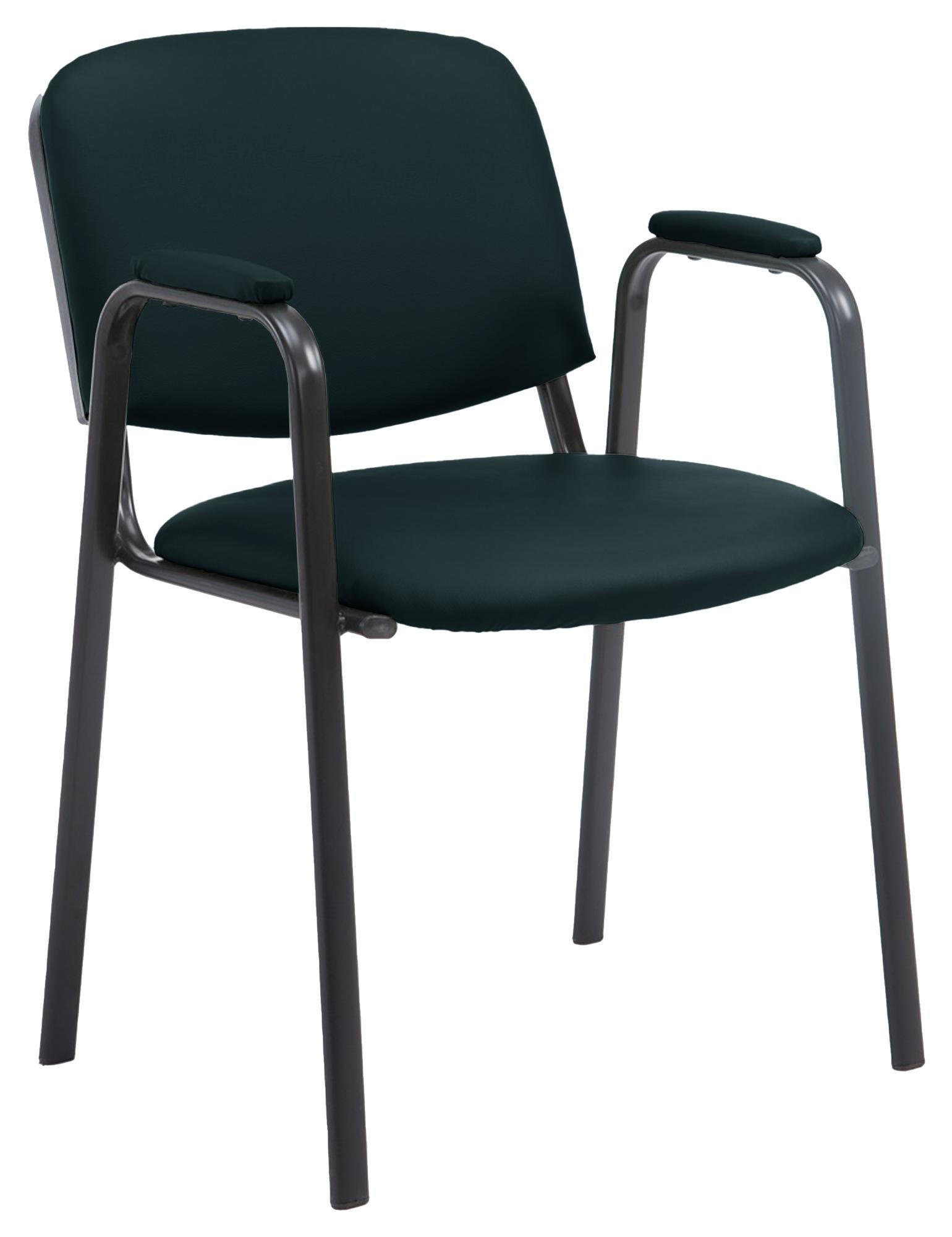 BESUCHERSTUHL Lederlook schwarz - Schwarz, Textil/Metall (53/79/55cm) - CLP
