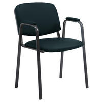BESUCHERSTUHL Lederlook schwarz - Schwarz, Textil/Metall (53/79/55cm) - CLP