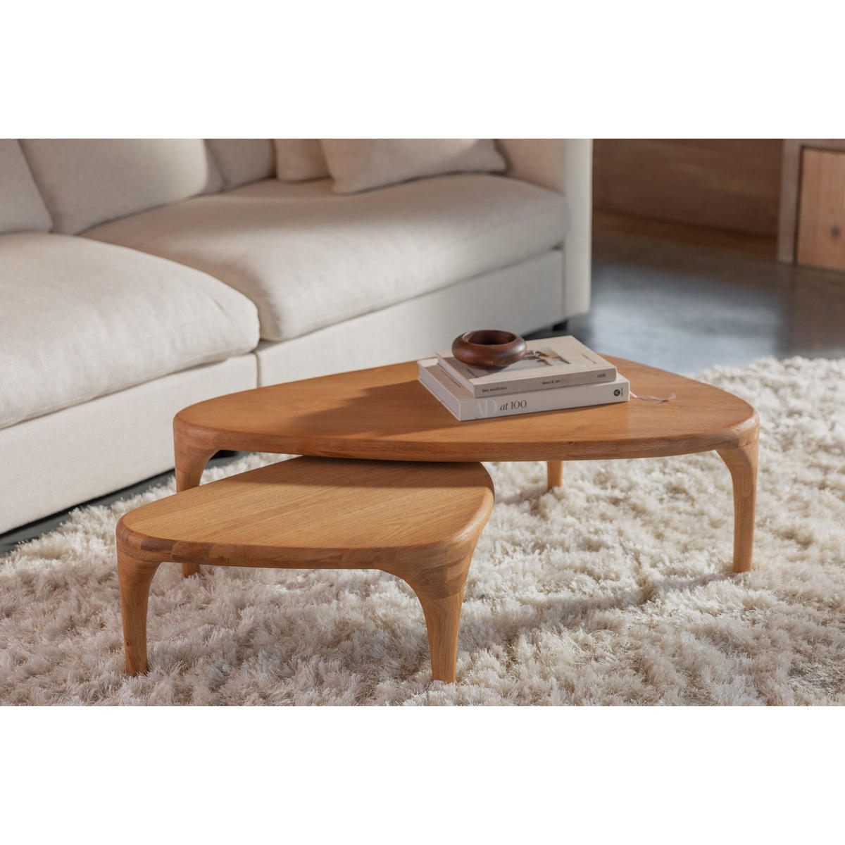 COUCHTISCH Isla Organisch 2er-Set Natur - Beige, Holzwerkstoff (110/60/36cm) - Zuiver