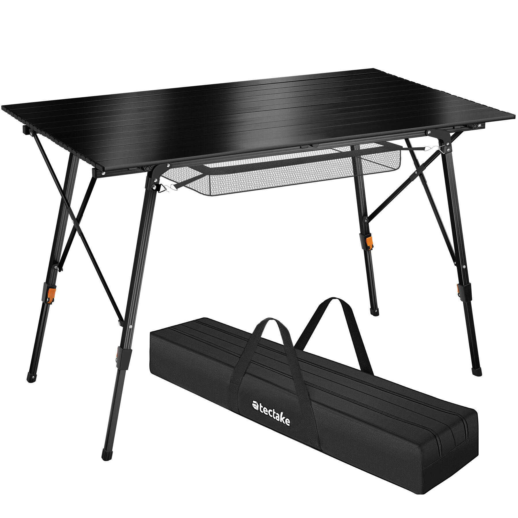 CAMPINGTISCH Bastian,120 x 70,5 x 58 – 79 cm,schwarz - Schwarz, Metall (120/70.5/79cm) - tectake