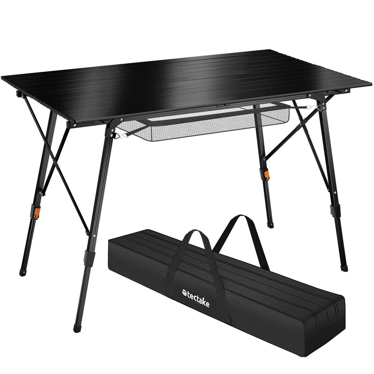 CAMPINGTISCH Bastian,120 x 70,5 x 58 – 79 cm,schwarz - Schwarz, Metall (120/70.5/79cm) - tectake