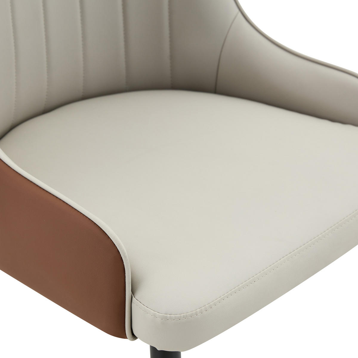 STUHL 2er-Set 91 cm PU-Bezug Warmgrau Metallbeine - Grau, Metall (44/91/47.3cm) - Meubliv