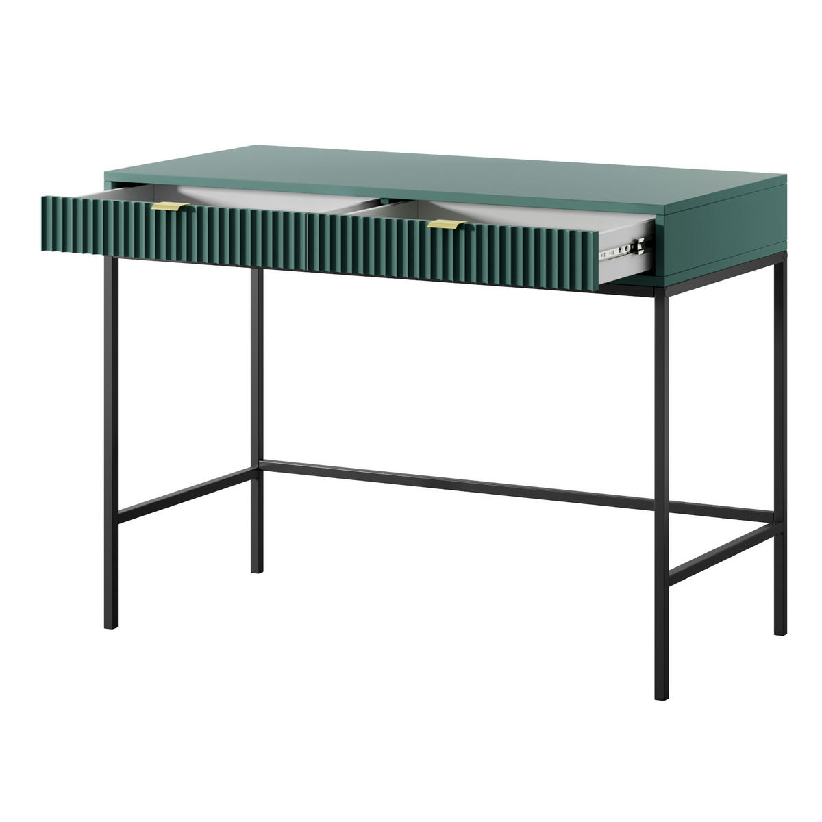 SCHMINKTISCH NANAIMO TOA1-2S Profilierte Fronten, Grün - Grün, Holzwerkstoff/Kunststoff (104/77/50cm) - Komodee