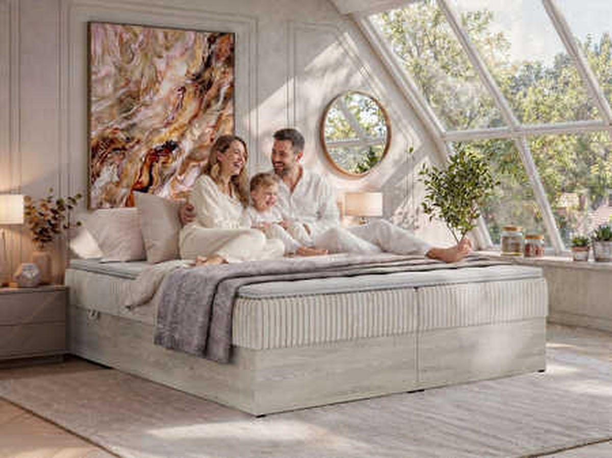 POSTEL BOXSPRING NORDIC ZERO 180/200 - Světle hnědá Manšestr - Topper Visco - H3 - černá/světle hnědá, textil/plast (180/200cm) - MKS
