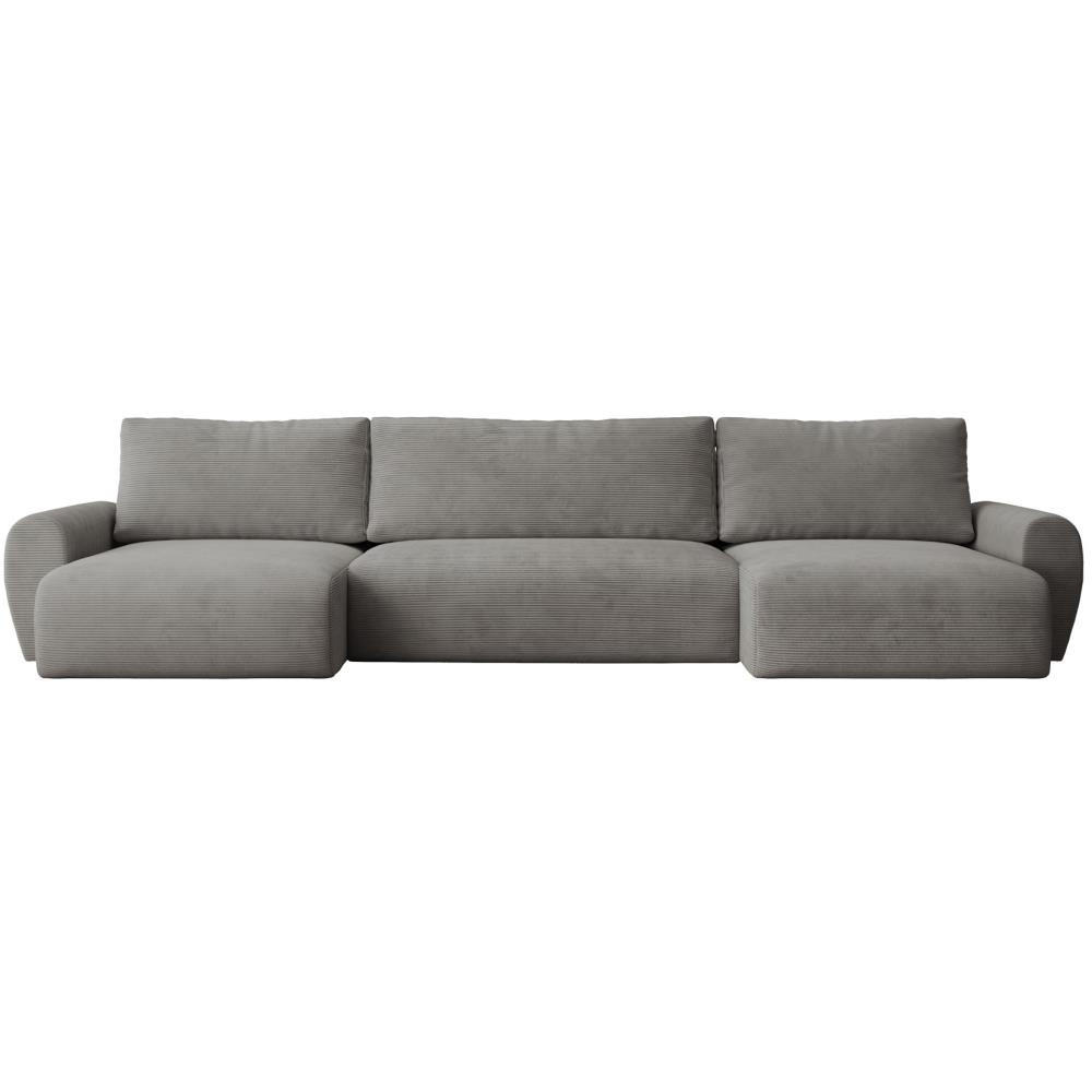 WOHNLANDSCHAFT mit Schlaffunktion Poss U grau - Grau, Textil (395/70/153cm) - Beautysofa
