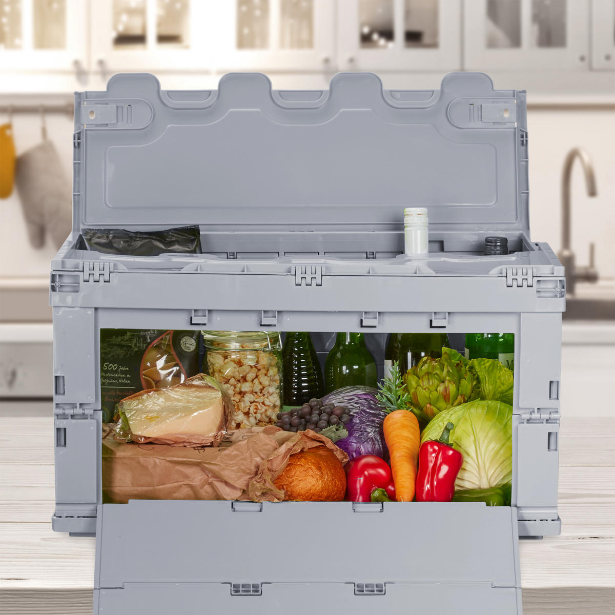 TRANSPORTBOX 60l - Grau, Kunststoff (58.5/32.5/39.5cm) - Relaxdays