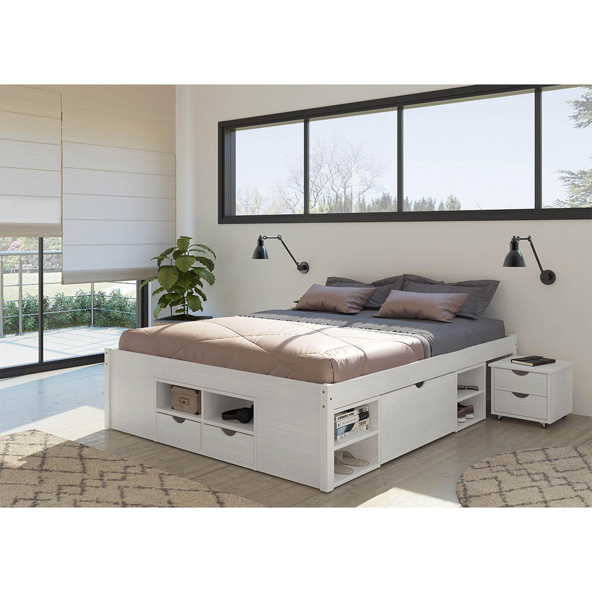 DOPPELBETT Till Weiß 180/200 cm - Weiß, Holz - ebuy24
