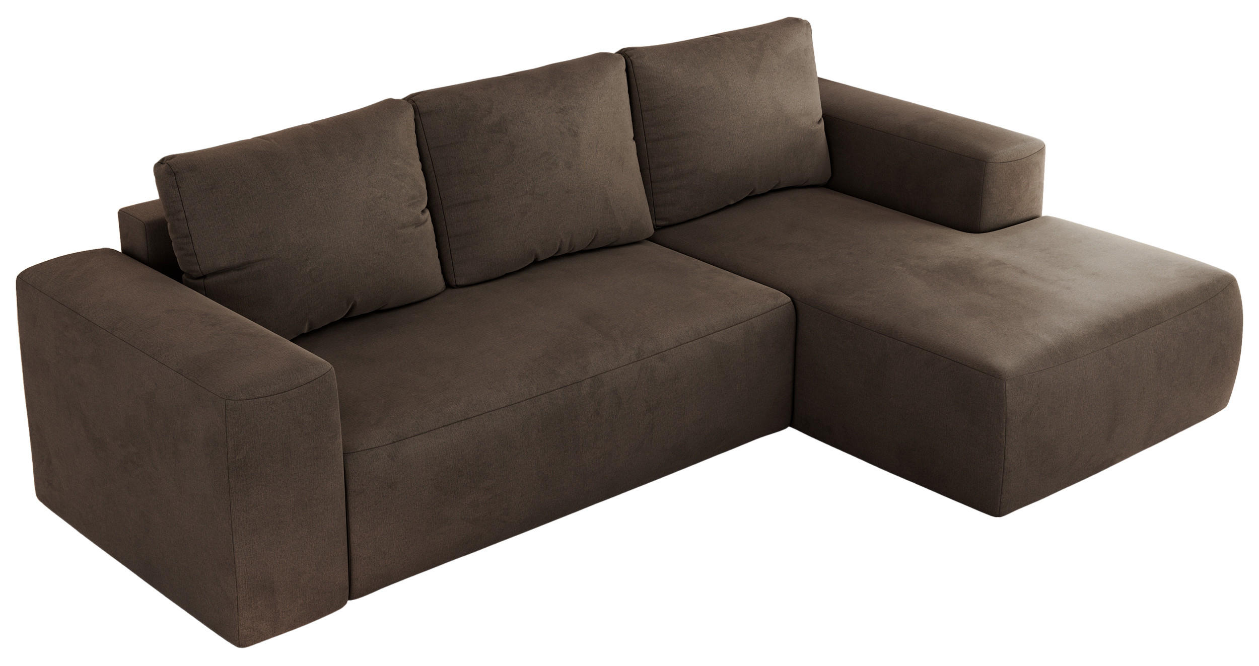 ECKSOFA TRENTINO L Braun Velvet - Rechts - Schwarz/Braun, Textil (164/266cm) - MKS
