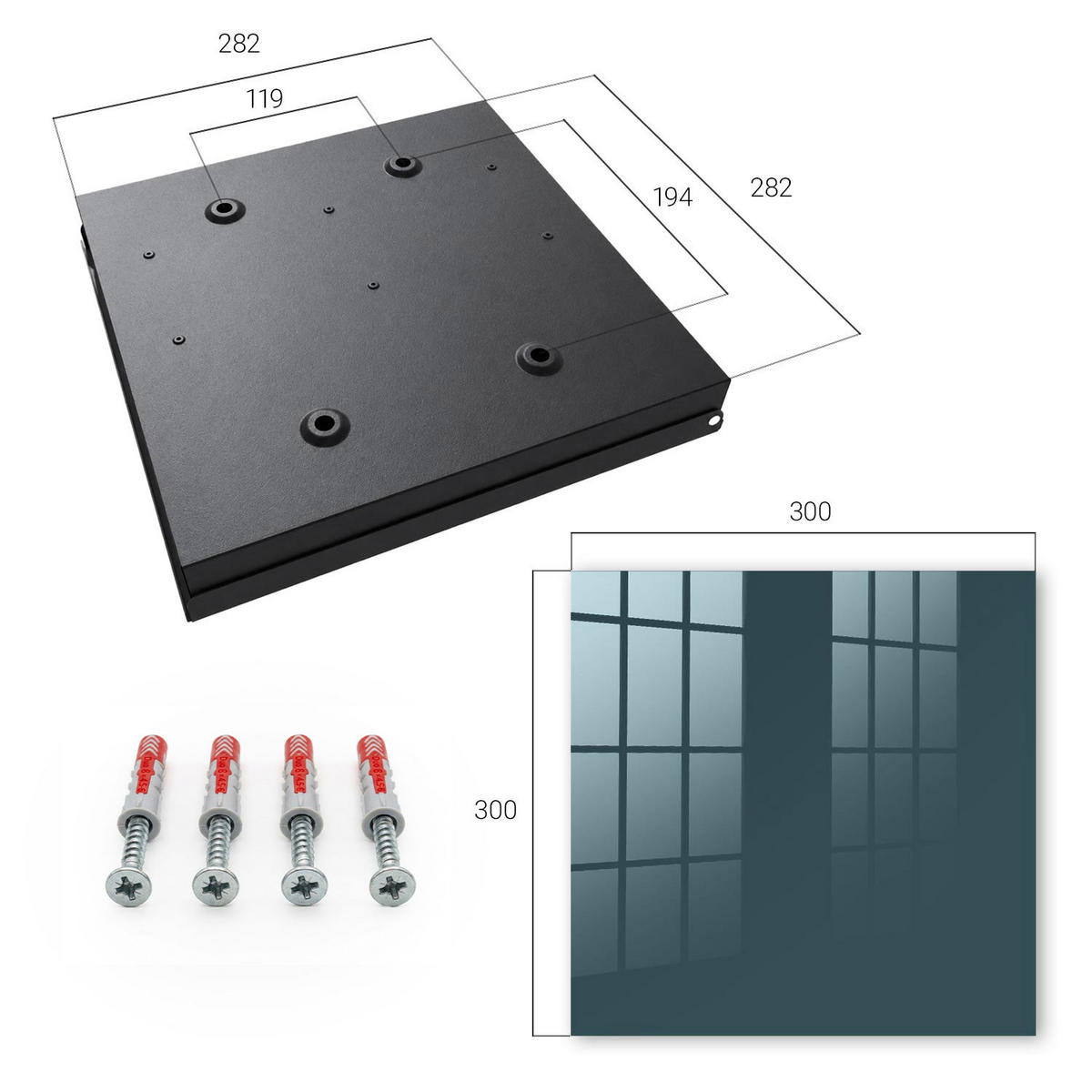 SCHLÜSSELBOX Schwarz 30x30 cm- Türöffnung nach rechts - Türkis - Türkis, Metall (30/30/5cm) - TULUP