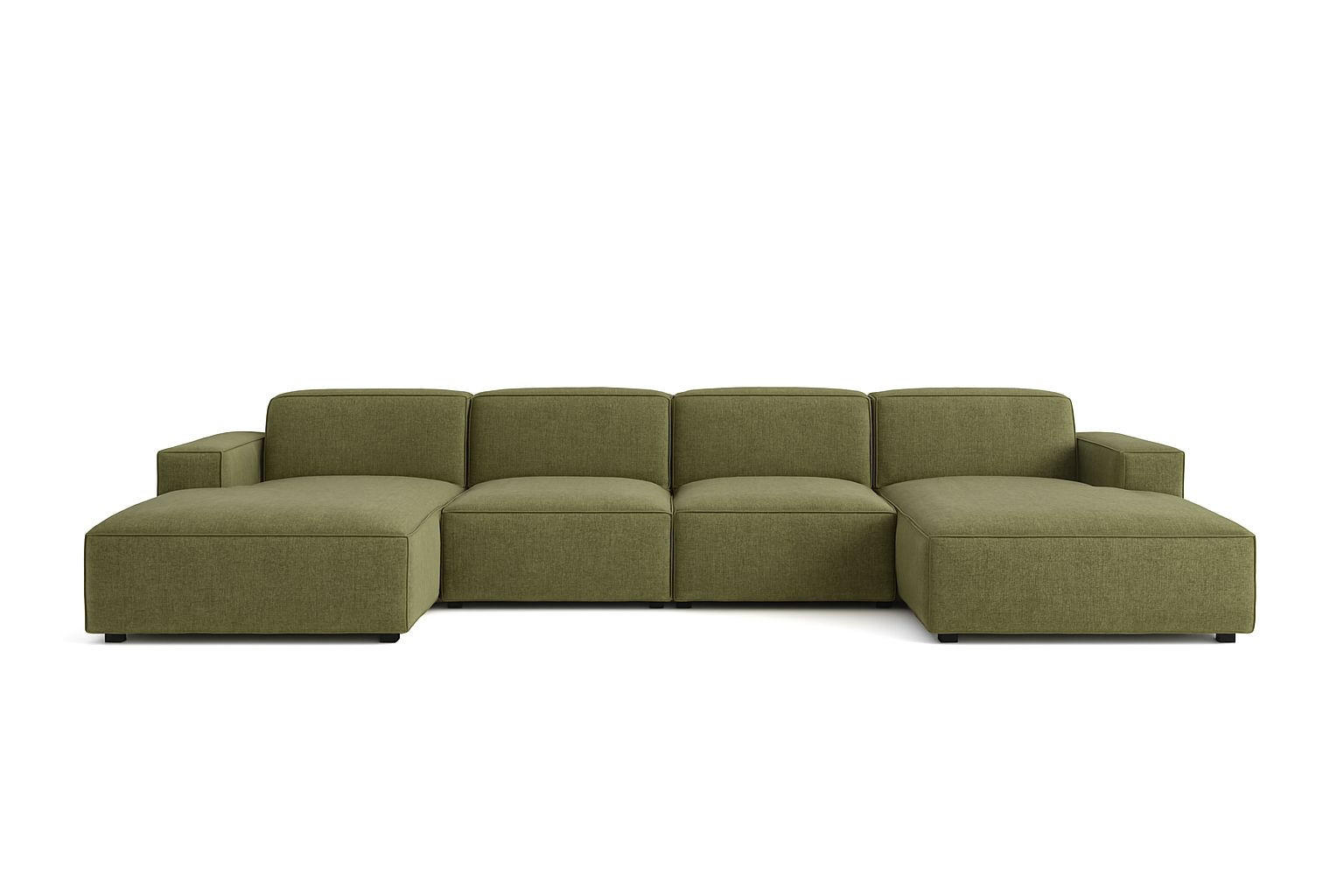 ECKSOFA Cursal U-Form, Stoff Artico, Moss - Grün, Holz (364/166cm) - Kaiser Möbel
