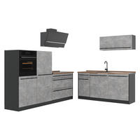 KUCHYŇSKÝ KOUT R-Line, Beton/Antracit, 220 cm pracovná doska Dub Goldkraft - šedá/antracitová, kompozitní dřevo (220/143/60cm) - Vicco