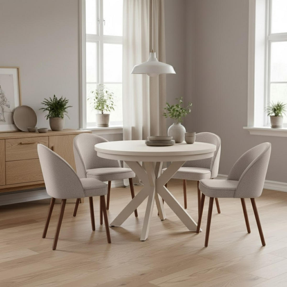 STUHL Luna, Polsterstuhl für das Esszimmer mit wengefarbenen Holzbeinen, Beige - Wengefarben/Beige, Holz (51/87/46cm) - Beautysofa