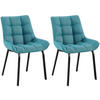 STUHL 2er Set Stoff Türkis - Türkis/Schwarz, Textil/Metall (58/84/57cm) - CLP