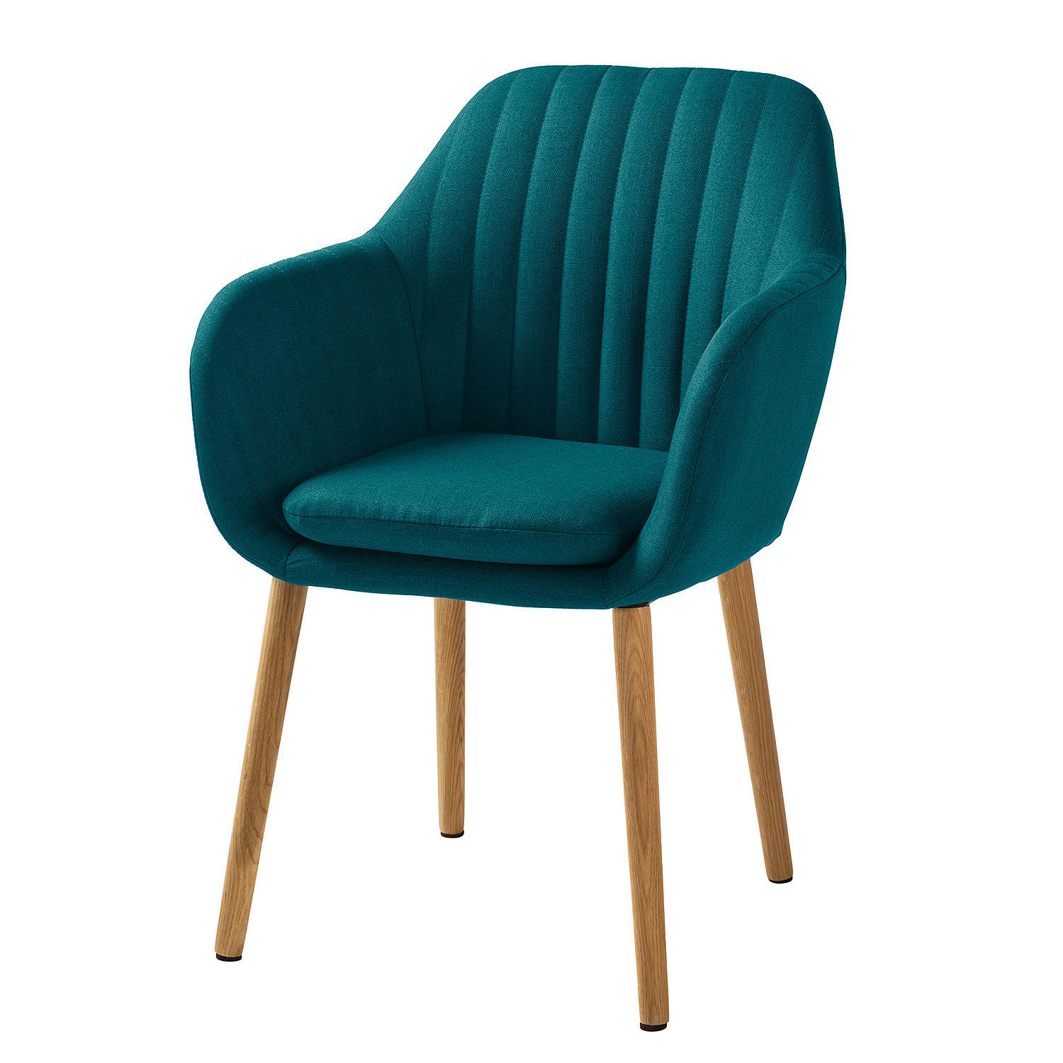 ARMLEHNENSTUHL - Textil / Massivholz - Eichefarben/Petrol, Eichenholz/Holz (57/83/61cm) - home24