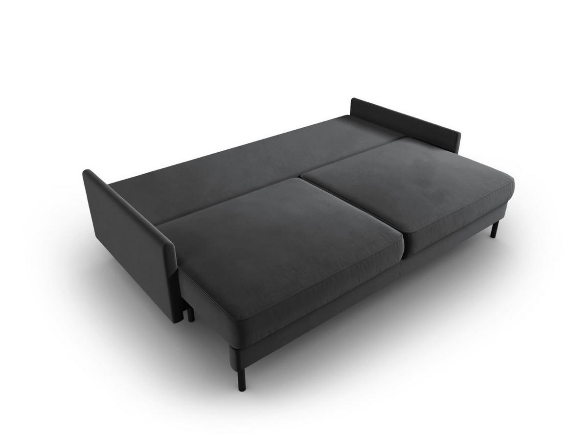 AUSKLAPPBARES-SOFA mit Bettkasten Scott aus Samt grau 3 Sitzplätze - Grau, Textil (97/87/212cm) - Micadoni