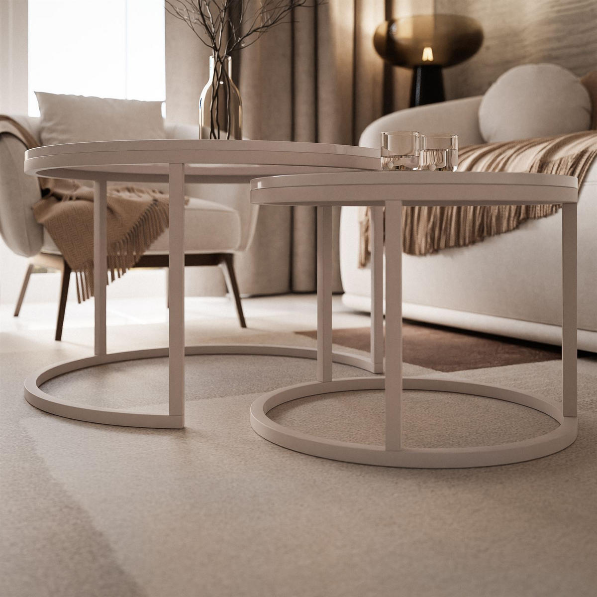 COUCHTISCH CIRI 2-in-1 KASCHMIR - Beige, Holzwerkstoff (70/70/48cm) - Lookway