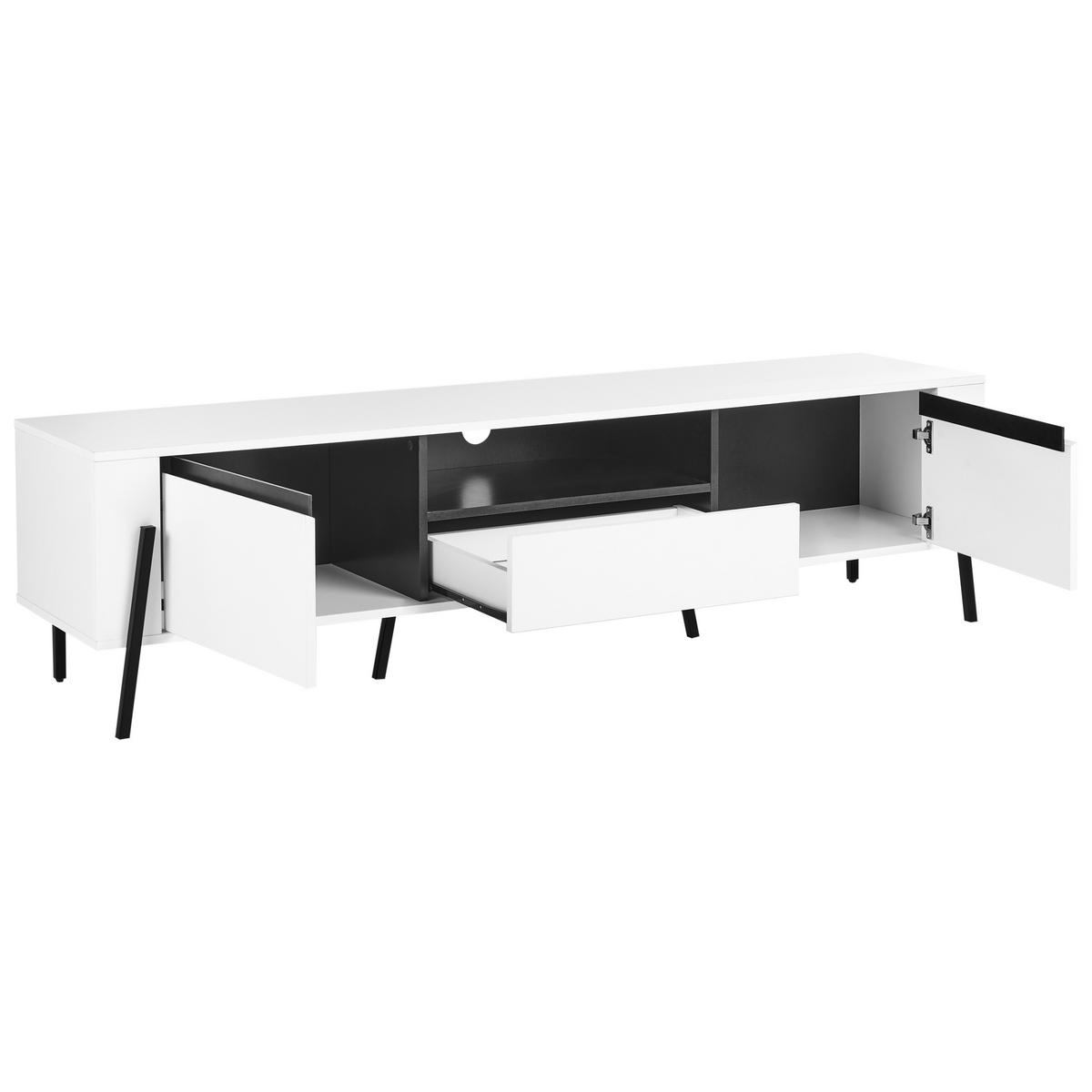 TV-MÖBEL Weiß Blackpool - Schwarz/Weiß, Holzwerkstoff (177/46/40cm) - Beliani