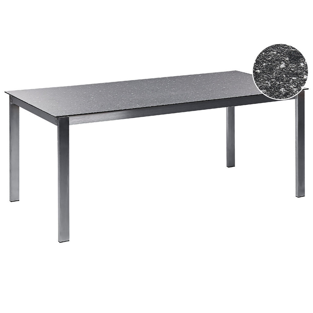 Beliani ZAHRADNÍ STŮL Keramika-sklo Žula Look černý 180/90 cm Cosoleto