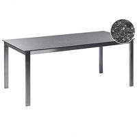 GARTENTISCH Keramik-Glas Granit Optik schwarz 180/90 cm Cosoleto - Silberfarben/Schwarz, Glas (180/90/75cm) - Beliani