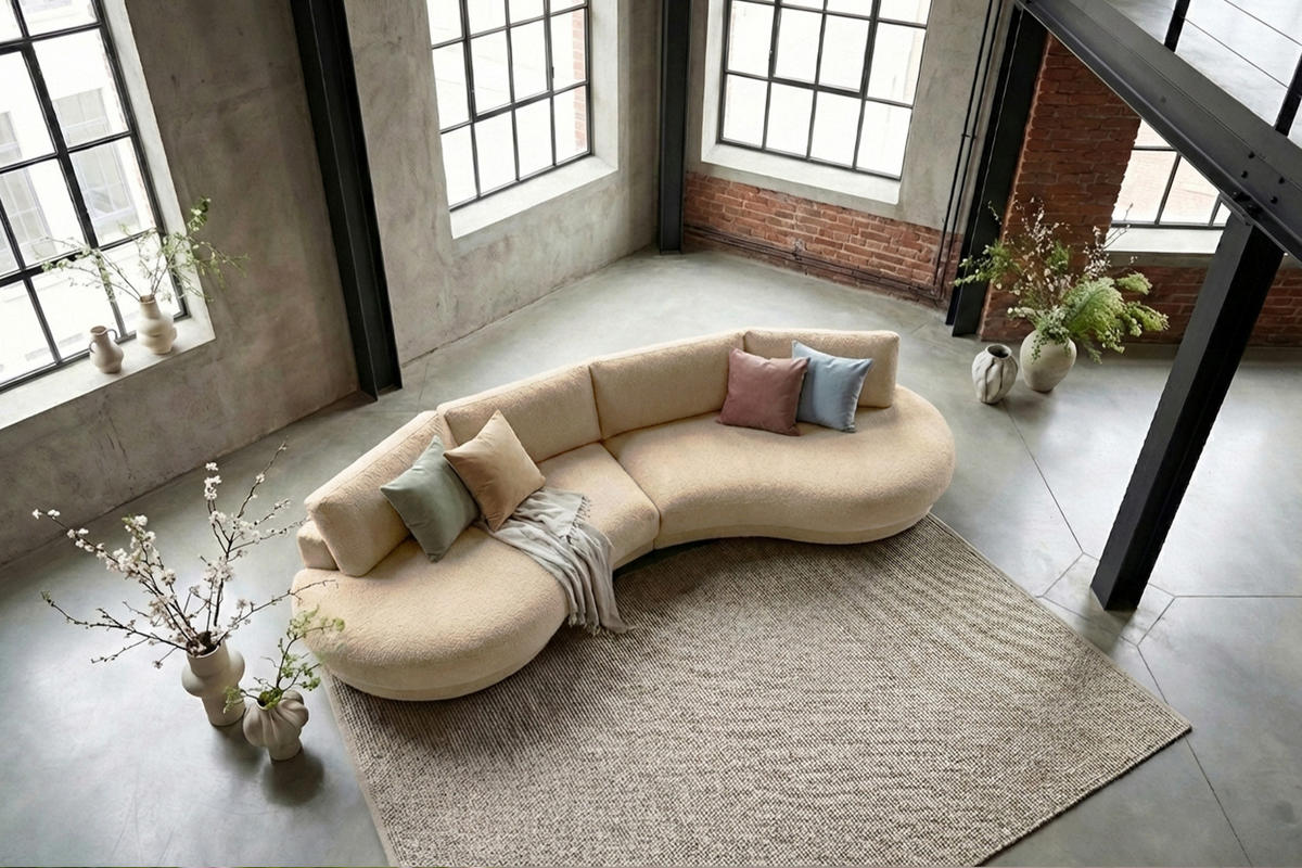 BIG SOFA PADANA Beige Flachgewebe - Beige/Schwarz, Kunststoff/Textil (410/86/166cm) - KAWOLA