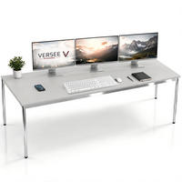 SCHREIBTISCH VST1 200 x 70 cm Lichtgrau – höhenverstellbar - Chromfarben/Grau, Holzwerkstoff (200/70/75.5cm) - Versee
