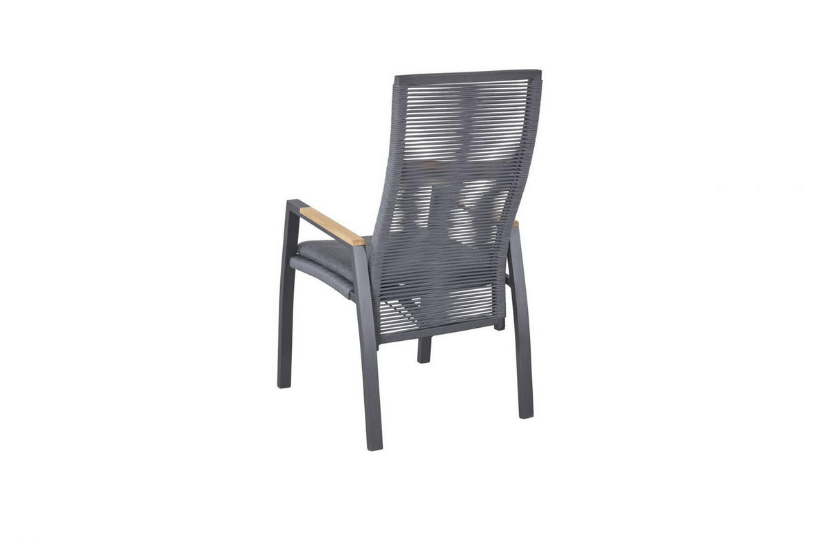GARTENSTUHL Ohio 57x63x108 cm, Metall, Teakholz, Sunbrella Stoff, Grau - Grau, Metall (57/108/63cm) - dasmöbelwerk
