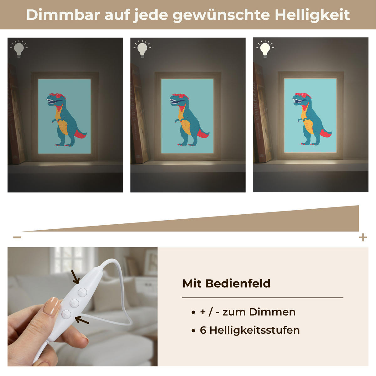 NÁSTĚNNÁ LAMPA Dinosaurus - Modrá - Sluneční brýle 15x20 cm - světle modrá, kompozitní dřevo (15/20/8cm) - OnlyWow