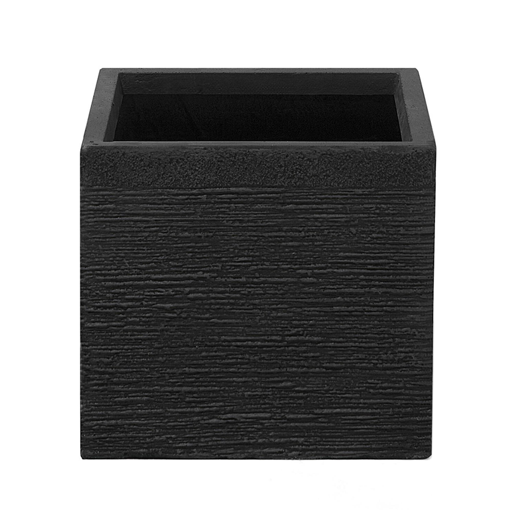 BLUMENTOPF schwarz quadratisch 30/30/28 cm Paros - Schwarz, Naturmaterialen (28cm) - Beliani