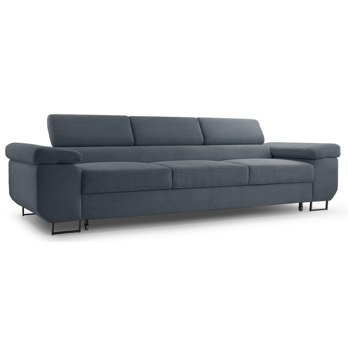 3-SITZER SOFA Capurso Blaugrau Cord - Hellgrau/Schwarz, Textil/Metall (274/90/98cm) - Selsey