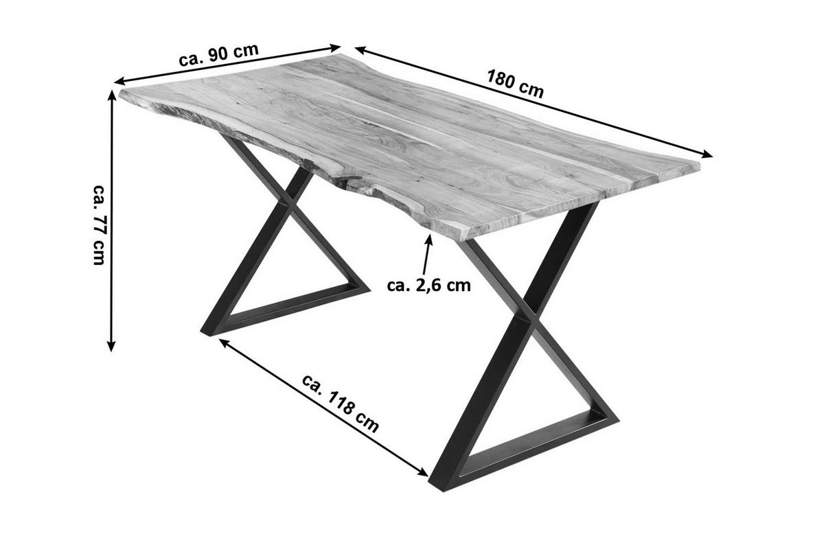 ESSTISCH KASIMIR - Beige/Schwarz, Holz/Metall (90/180/77cm) - SAM