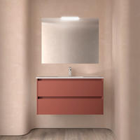 BADEZIMMERMÖBEL NOJA 1000 2 Schubladen RED SATIN + Waschtisch + Spiegel - Schwarz, Metall (45/54/100cm) - Salgar