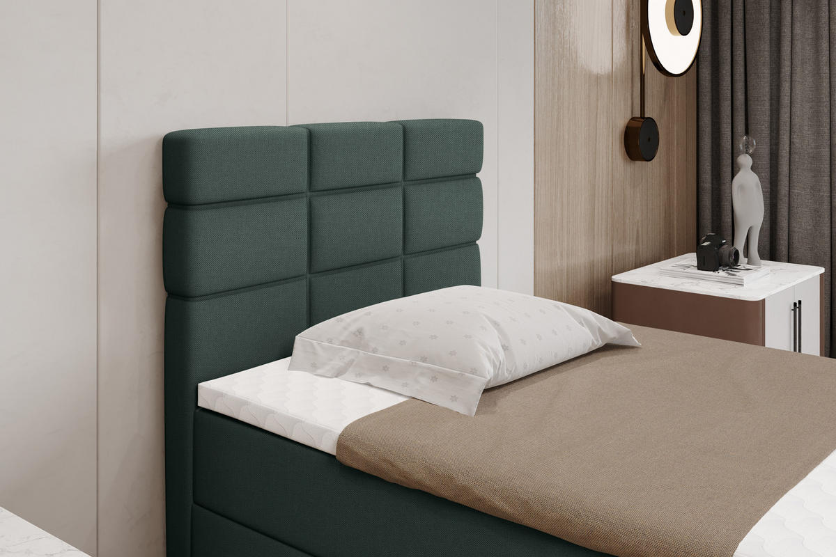 BOXBETT Reve 100 x 200 cm mit Bettkasten und Lattenrost ohne matratze - dunkelgrün - Dunkelgrau, Holz (100/206cm) - Panda Möbel
