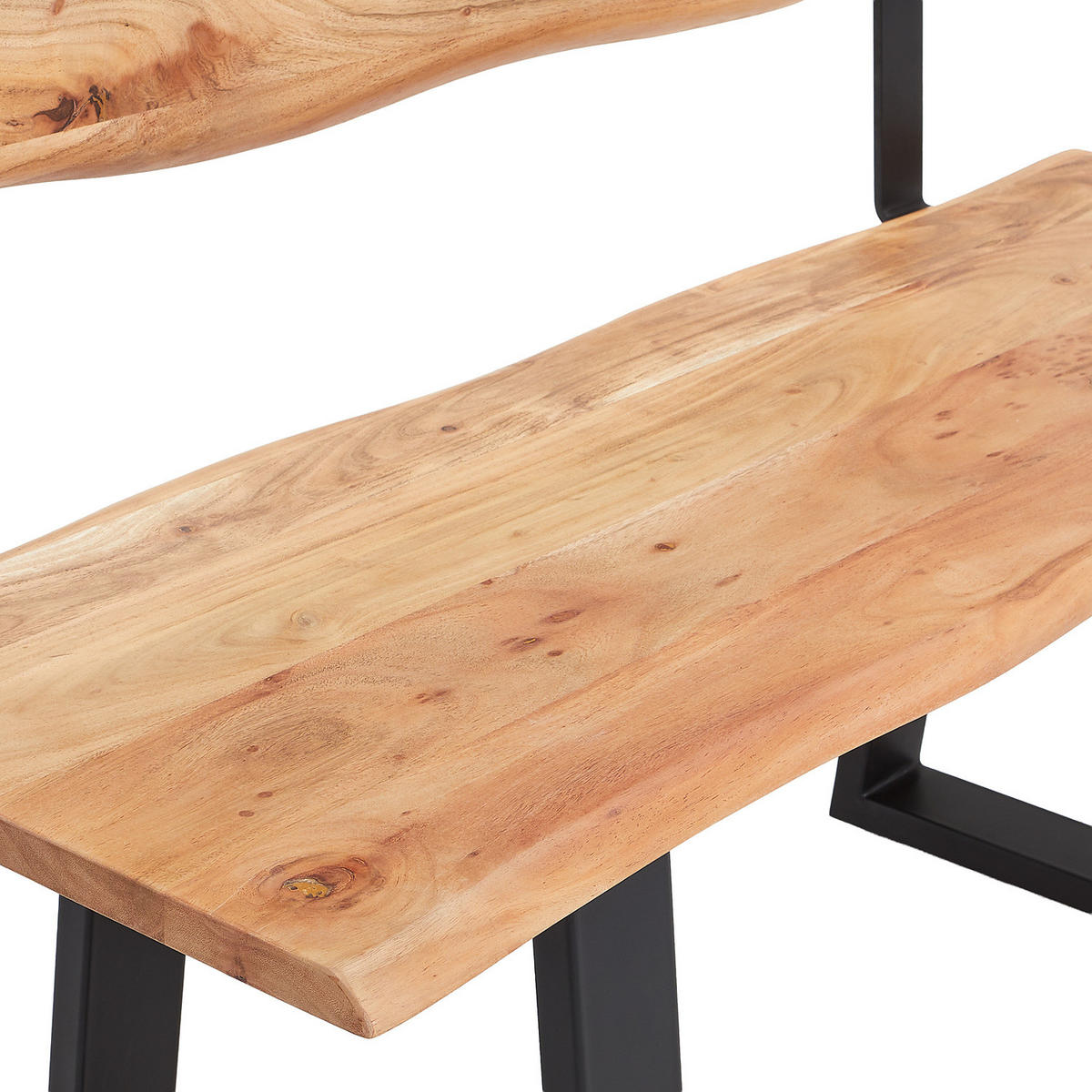 SITZBANK - Metall / Massivholz - Akazie Braun / Schwarz - Schwarz/Braun, Holz/Metall (120/85/50cm) - home24
