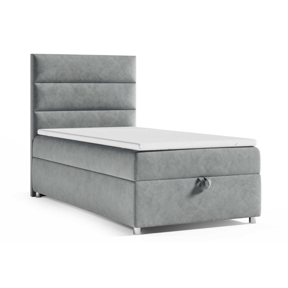 BOXBETT mit Bettkasten Trinity K4-SINGLE Bonellfederkern inkl. Topper - Grau, Holz/Holzwerkstoff (100/200cm) - Best For Home
