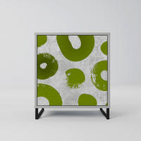 SIDEBOARD GREEN RHAPSODY, Grau, 57,5x42x67,5 cm, Schwarze Metall-Rahmenfüße - Multicolor/Schwarz, Holzwerkstoff/Metall (57.5/67.5/42cm) - SpaceRebels