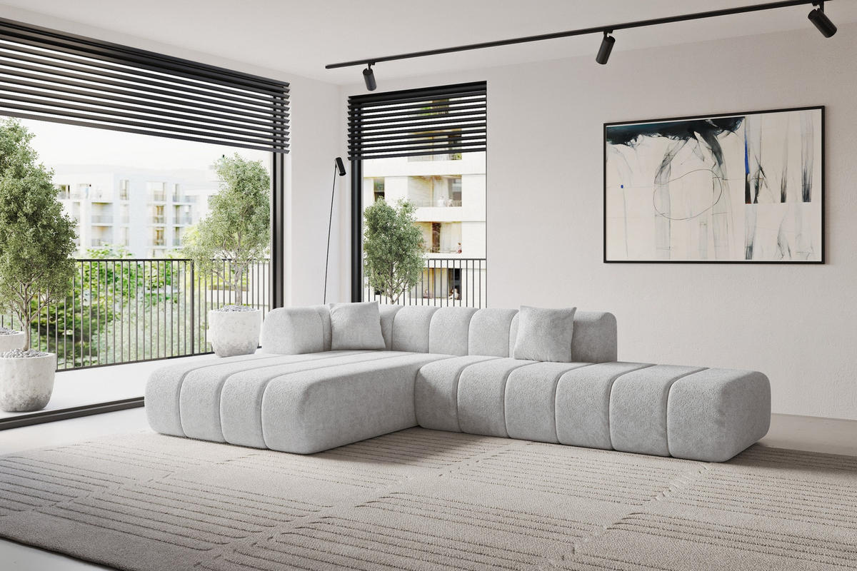 ROHOVÁ SEDAČKA s otomanem, levá BILA-L 289x176x71 Šedá Žinylka - šedá/černá, kompozitní dřevo/textil (176/289cm) - ALTDECOR