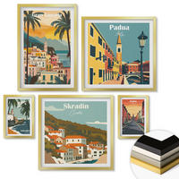 WANDBILDER 5er Set - 50x50 cm & 20x30 cm & 40x60 cm Goldrahmen - Retro-Stadtansichten Sedona Sintra - Goldfarben, Kunststoff (40/60cm) - ArtPrintCave