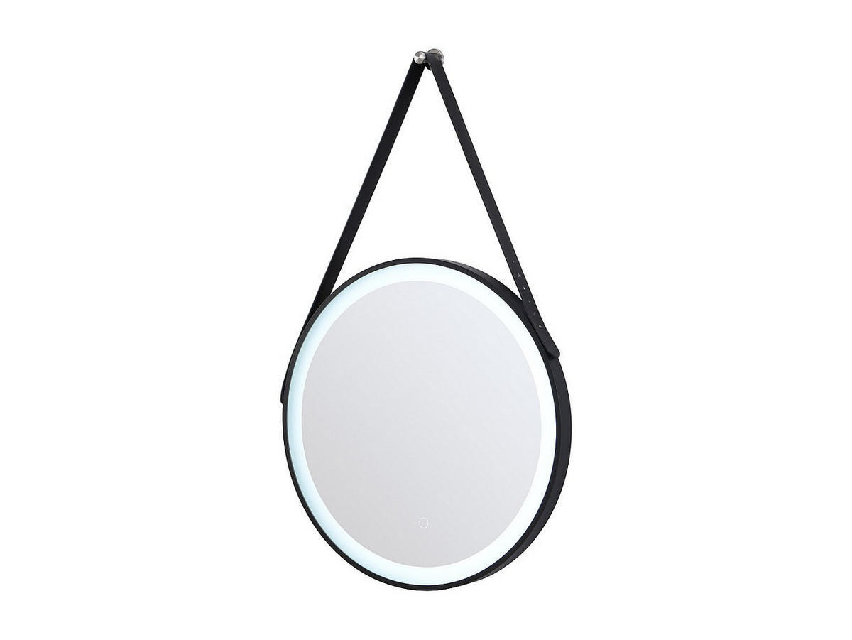BADEZIMMERSPIEGEL hängend mit Aufhänger beschlagfrei - 60 x 60 cm - Schwarze Umrandung - BORJA - Schwarz, Glas (60/60/4.35cm) - Vente-Unique