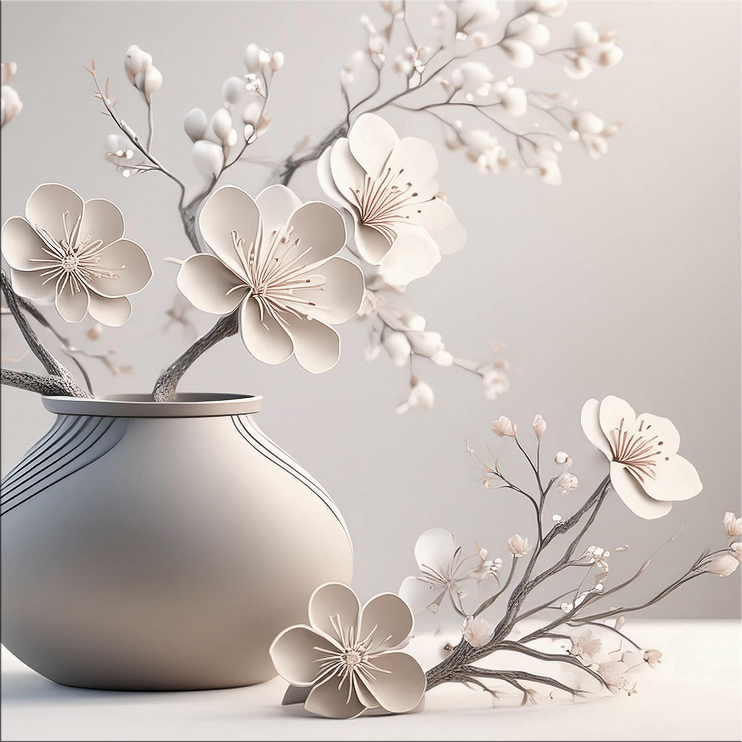 GLASBILD 50x50 cm Stillleben Blumen - Beige, Glas (50/50cm) - artissimo