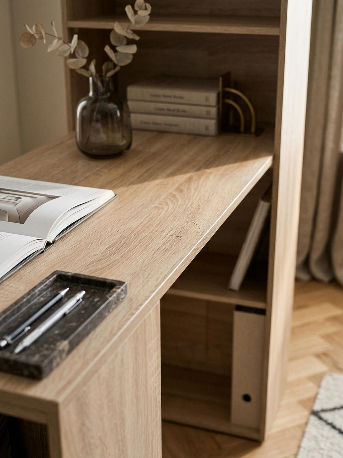 SCHREIBTISCH Mit Regal Variabel BRENTA, Beige 120x53x120 cm - Beige/Braun, Holz (53/120/120cm) - KADIMA DESIGN