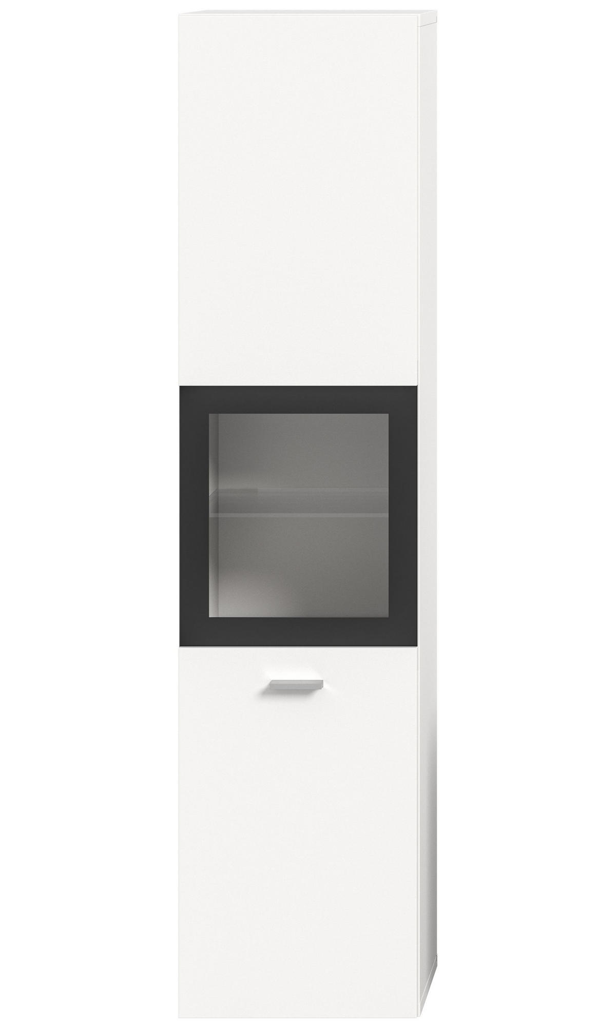 BADSCHRANK Boston/Tampa Bad in weiß Nachbildung und schwarz - modernes Design - B/H/T: 30x125x29 cm - Weiß, Holzwerkstoff (30/125/29cm)