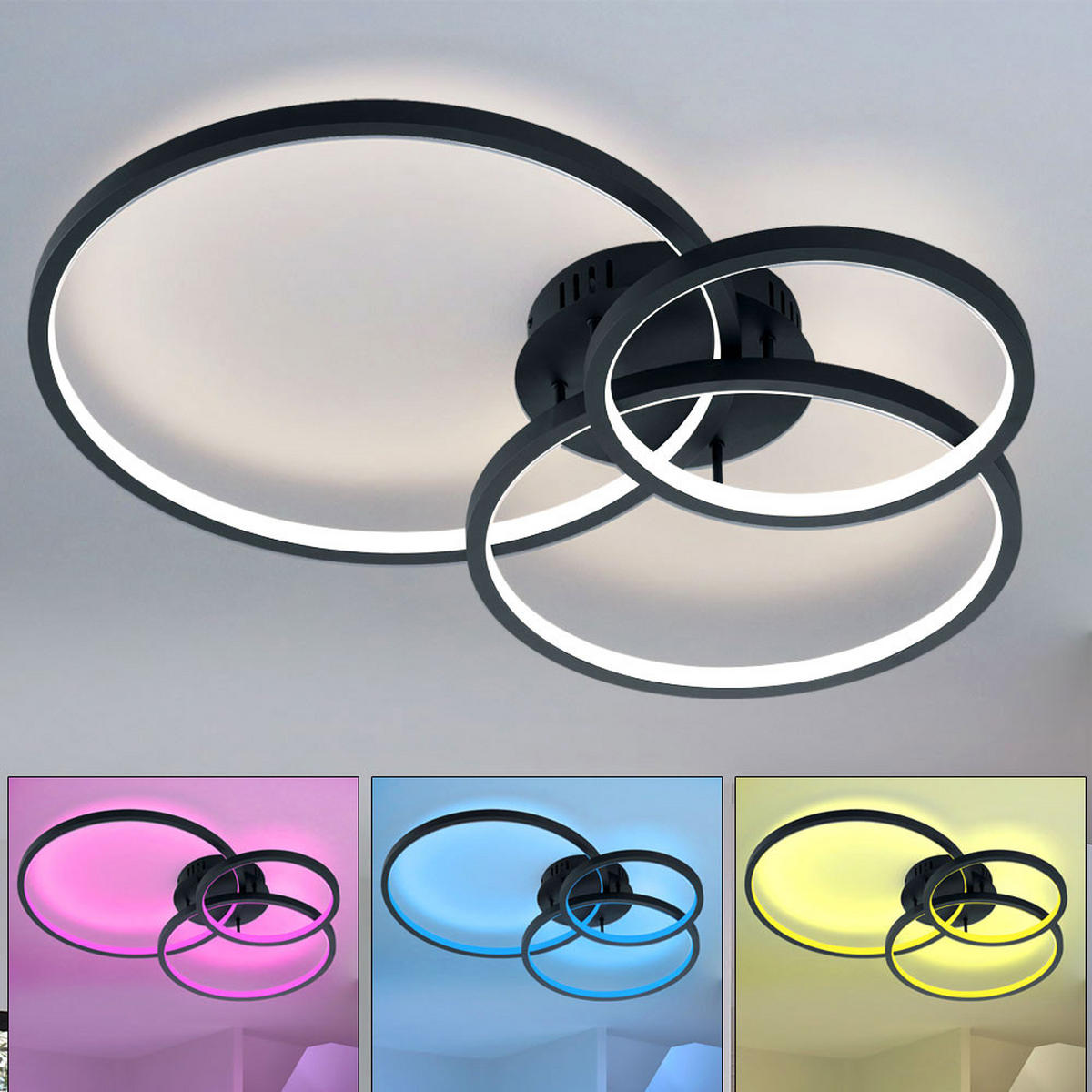 LED DECKENLEUCHTE Aaron Schwarz - Schwarz, Metall (79/64/10cm)