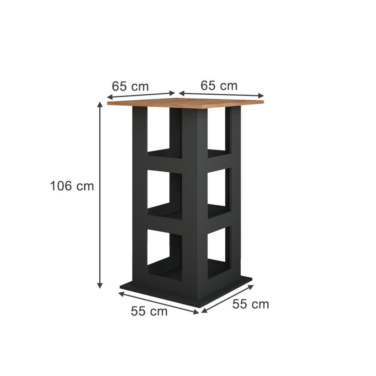 BAROVÝ STŮL Repose Zlatý dub power/antracit - medově dubová/antracitová, kompozitní dřevo (65/65/106cm) - Vicco