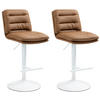 BARHOCKER 2er Set Lederlook hellbraun - Hellbraun/Weiß, Textil/Metall (42/94/56cm) - CLP